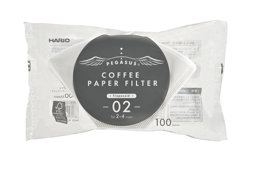 Hario Pegasus Coffee Paper Filters 02W, White, 2-4 Cups, Pack of 100, Made In Japan, PEF-02-100W