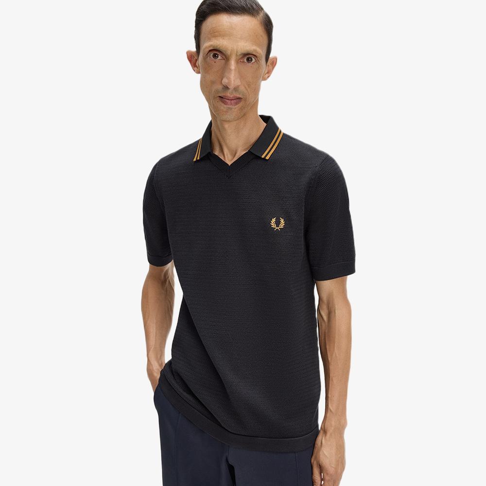 FRED PERRY [Sharp] Pointel Knit Shirt - Black Afpm2612330-102