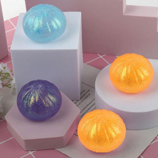 Clear Steamed Bun Toy with Glitter Stress Relief Slow Rising Simulated Bun Sensory Toy Relaxation Soft Stress Ball Bun Squeeze Fidget Toy