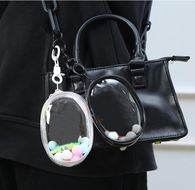 Zhejia Plush Storage Pouch [360° View of Your Favorite Character] Plush Pouch, Mini Doll Storage, Ita-Bag, Favorite Character Bag, Small Clear Bag,