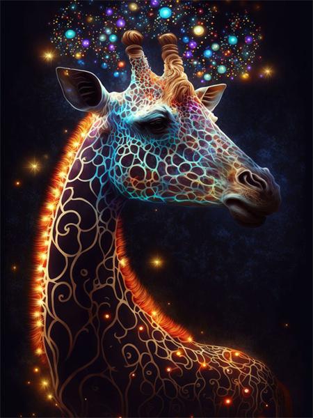 Full Square/Round Giraffe Colorful Home Decor Mosaic Embroidery Animal Fantasy Handmade Wall Art