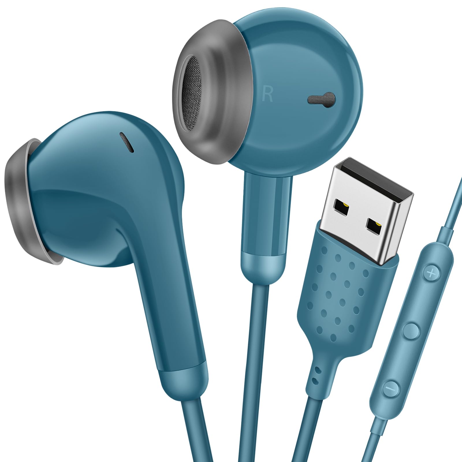 

Дротові USB-навушники для з регулюванням для роботи в Інтернеті з та сумісні з та включають зберігання Синій ПК/Комп ютер, Мікрофон, Дзвінки, Гучність, синій