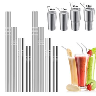 16-Pack Reusable Drinking Straw Eco-friendly Metal Straws Stainless Steel Straws Long Short Tube for Bar Cocktail Water Bottle
