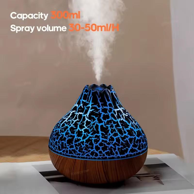 Humidificateur d'air Volcan 300 ml de bureau électrique USB Humidificadore Diffuseur de brume d'eau Purificateur Désodorisant avec 7 couleurs Nuit