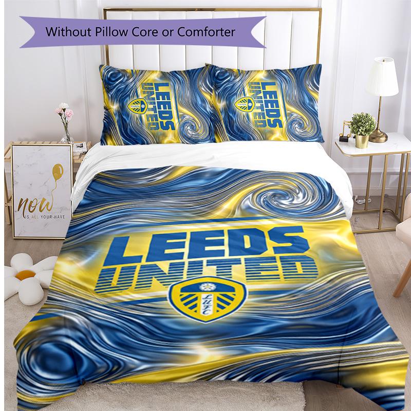 Leeds United Voetbal Beddengoed Set, 3 Delen, Comfortabel Huidvriendelijk Slaapkamer Dekbedovertrek Set