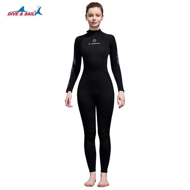

DIVESAIL3MM Гидрокостюм женский цельный с длинным рукавом, морозостойкий, теплозащитный, для снорклинга, серфинга, костюм от медуз XL чёрный