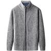 2025 Autumn New Jersey Men Casual Solid Color Sweatcoat Winter Men Thick Fleece Warm Sweater Casual Stand Collar Zipper Cardigan