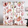 2 Panels Kawaii Sushi Cat Sakura Curtains 85% Light Blocking Drapes Bedroom Living Room Stylish Home Decor Holiday Gift