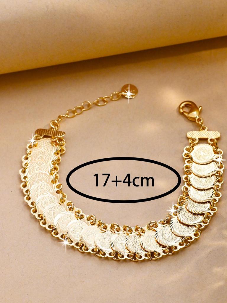 24K Gold Coin Bracelet: Luxury Women's Jewelry for Parties and Gifts, Inspired by Dubai Style
