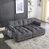 Graues Kord-Sofa 2-Sitzer, teilbar in 2 Sitze, 2 Kissen, 4 Getränkehalter, 4 Taschen, USB-Anschlüsse an den Armlehnen, für Wohnzimmer, Schlafzimmer und Arbeitszimmer