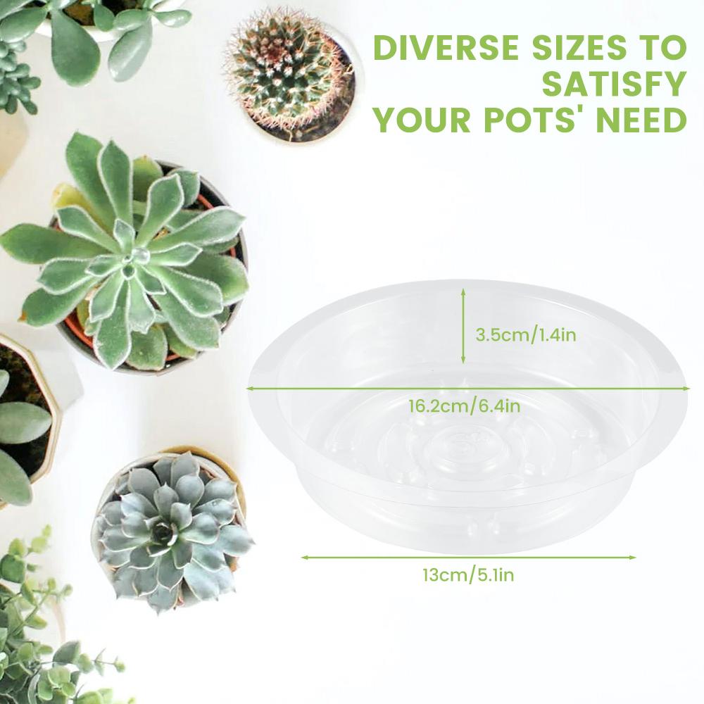 

10pcs Clear Plant Saucers Round Sturdy Plastic Flower Pot Garden Plant Care Transparent Drip Trays Set 6/8/10 Inch Selectable