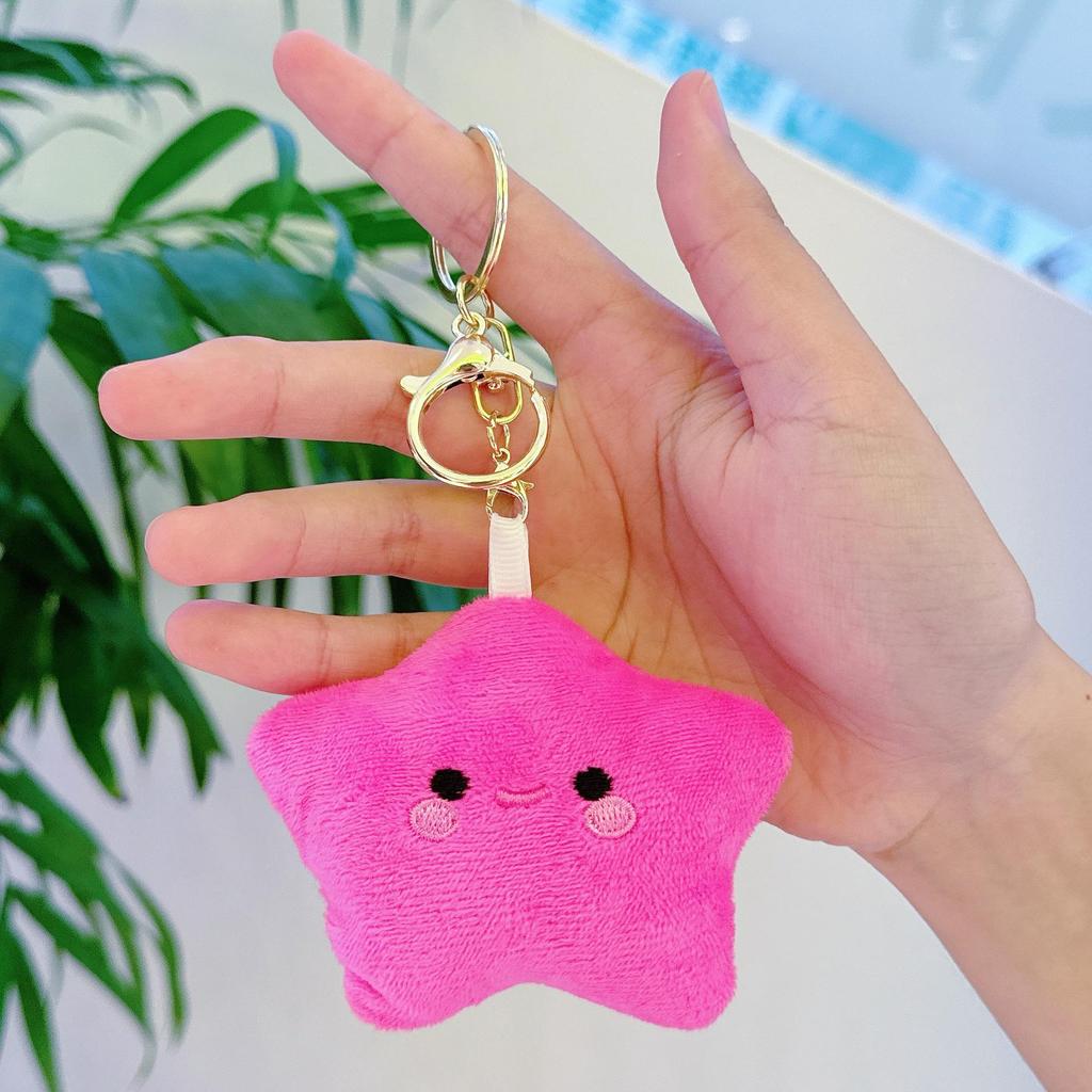 Five-Pointed Star Plush Bag Charm & Keychain - Cute, Girlish Heart Accessory for Backpacks