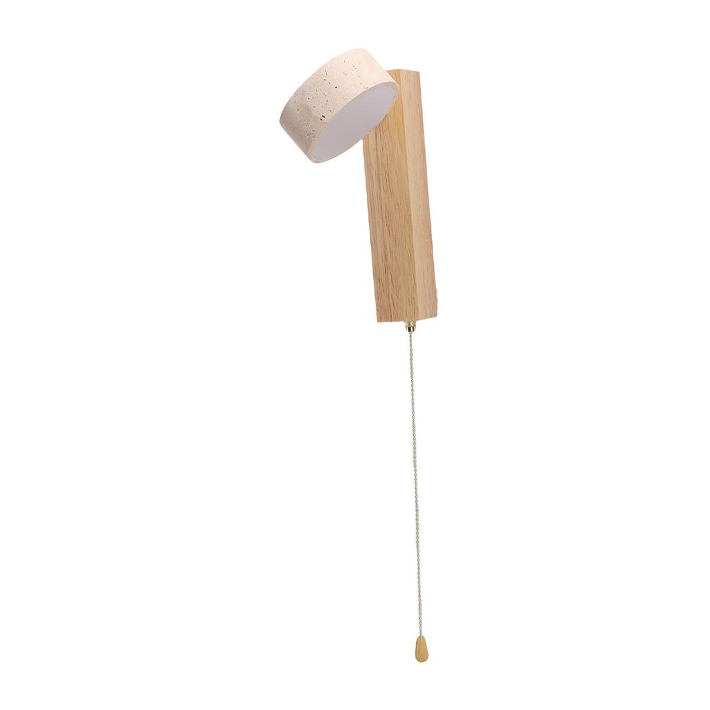 LED Wall Sconce Oak Wood Travertine Stone Modern Rotatable Wall Light Fixture Art Decor for Entryway Hallway Bedroom Bathroom