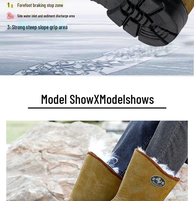 Cizme de zăpadă pentru bărbați din lână rusească: Rezistent la iarnă, Antiderapant, Gros și Călduros până la -40°C