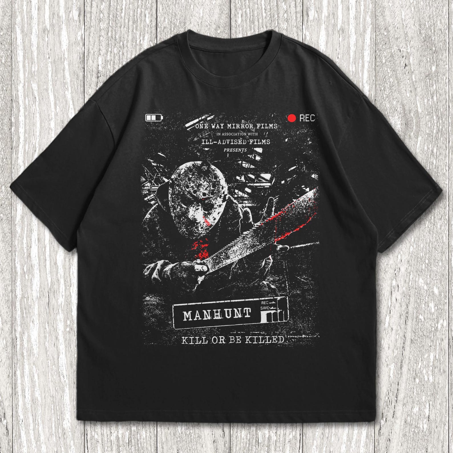 ManhunT-Shirt, Retro Video Game Graphic Tee, Horror Gaming T-Shirt, Vintage Gamer Gift, Manhunt Games Apparel, Y2K Survival Horror Tee L