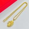 Luxury  Pure Gold Real Gold Women's Peacock Open Screen Pendant Necklace
