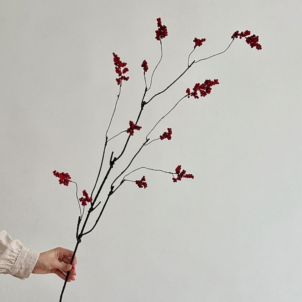 Floral Decor Artificial Berry Fruit Branch Red Fruit Berries Artificial Flowers  Home Decoration