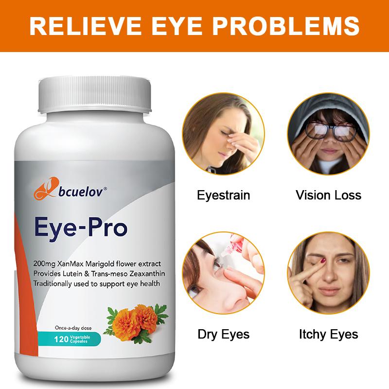 Bcuelov Eye Protection Capsules Lutein Corn Xanthan Marigold Flower Relieves Eye Fatigue 120 Vegetarian Capsules