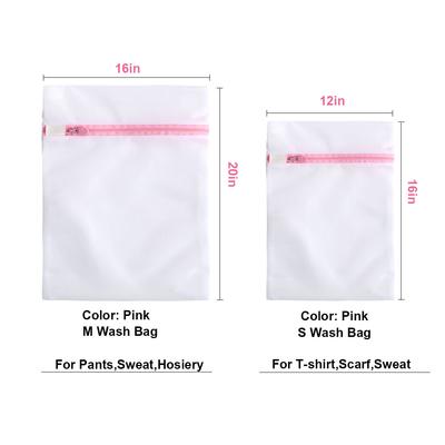 4/6pcs Fine Net Laundry Bag Zipper Mesh Clothes Organizer Machines Dirty Laundry Basket Zipper Storage Bag for Laundry Pink