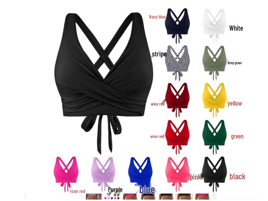 

2024 Раздельный купальник бикини с высокой талией и перекрестными бретелями - Однотонный, сексуальный, в европейском и американском стиле Medium