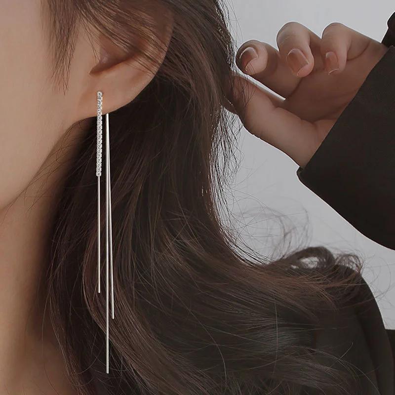 Trend Gold  Color Long Zircon Earrings Wire Tassel Chain Drop Earring Women'S Ear Line Hanging Jewelry Gifts Wholesale