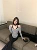 Women’s Black One-Shoulder Long Sleeve T-Shirt - Sexy, Waist-Tight, Irregular Design for Autumn/Winter.