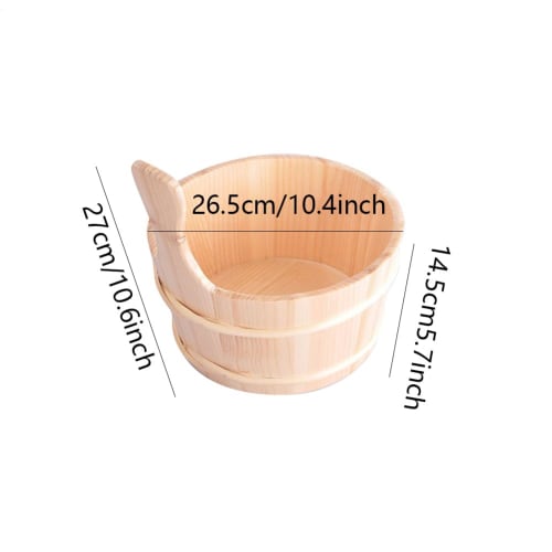 1pc Sauna Bucket Kit - Durable Wooden Bucket, Traditional Sauna Bucket Set | Cedar Sauna Bucket and Ladle with Handles, Wooden Sauna Accessory Kit for