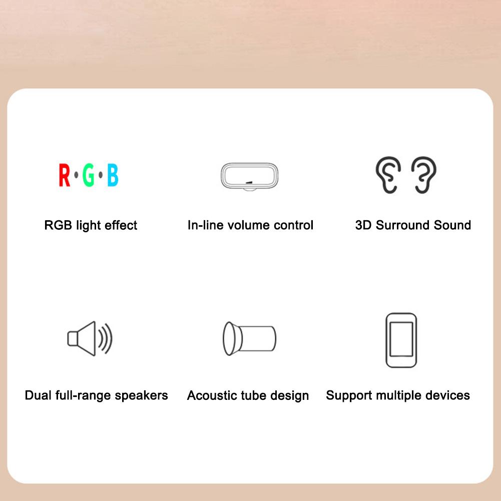 USB Wired Loudspeaker with RGB Lights Portable Mini Speaker Wired Volume Control Mini Desktop Speaker for Home Desk