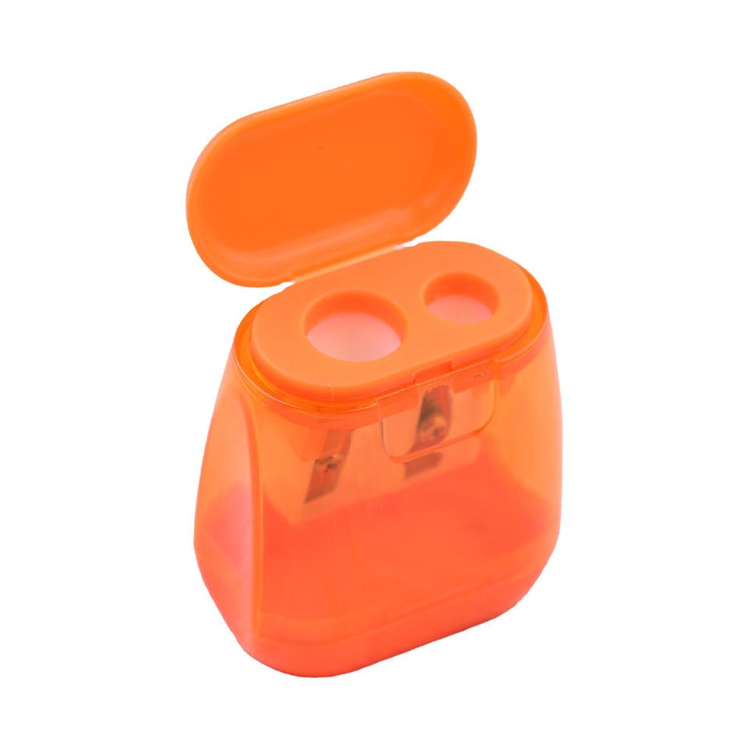 Double-Hole Cute Children's Plastic Pencil Sharpener with Cover