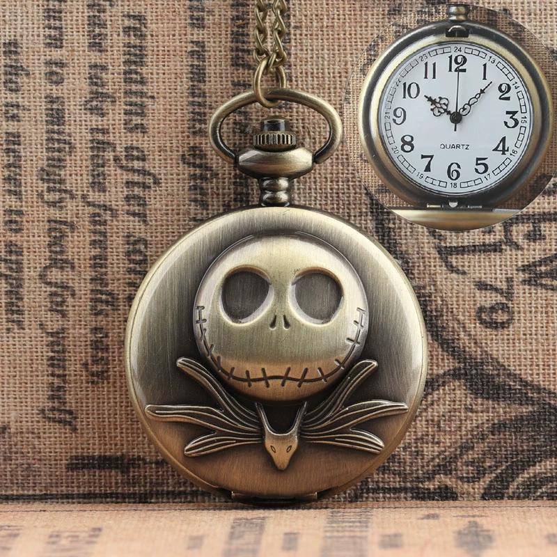 Devil Lanyard Embossed Ghost Head Pocket Watch European and American Animation Halloween Christmas Horror Night Skull Jack