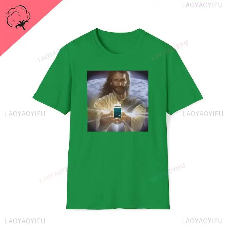 Ježíš drží cigarety | Tričko Newport Funny Meme Oddly Specific Weird Trička Trička s grafickým potiskem Top Bavlněné tričko Unisex
