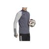 adidas Stand Collar Pattern Printed Color Block Long Sleeve T-Shirt Men Tops Gray HU1316