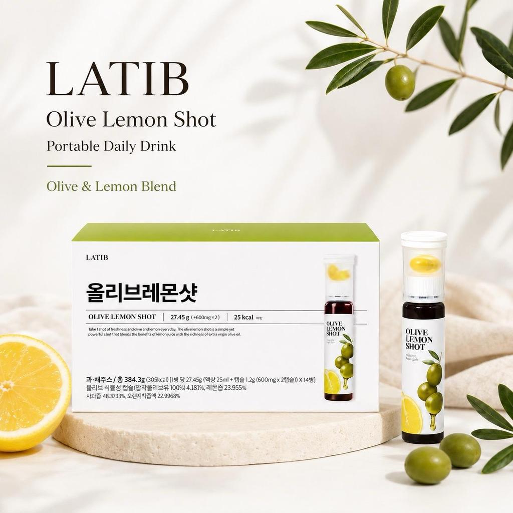 LATIB Olive Lemon Healthy Daily Drink Portable Shot 14 Count