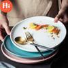 HiCeramic Round Steak Plates Beef Plate Dessert Dish Minimalist Pizza Breakfast Dish Tableware