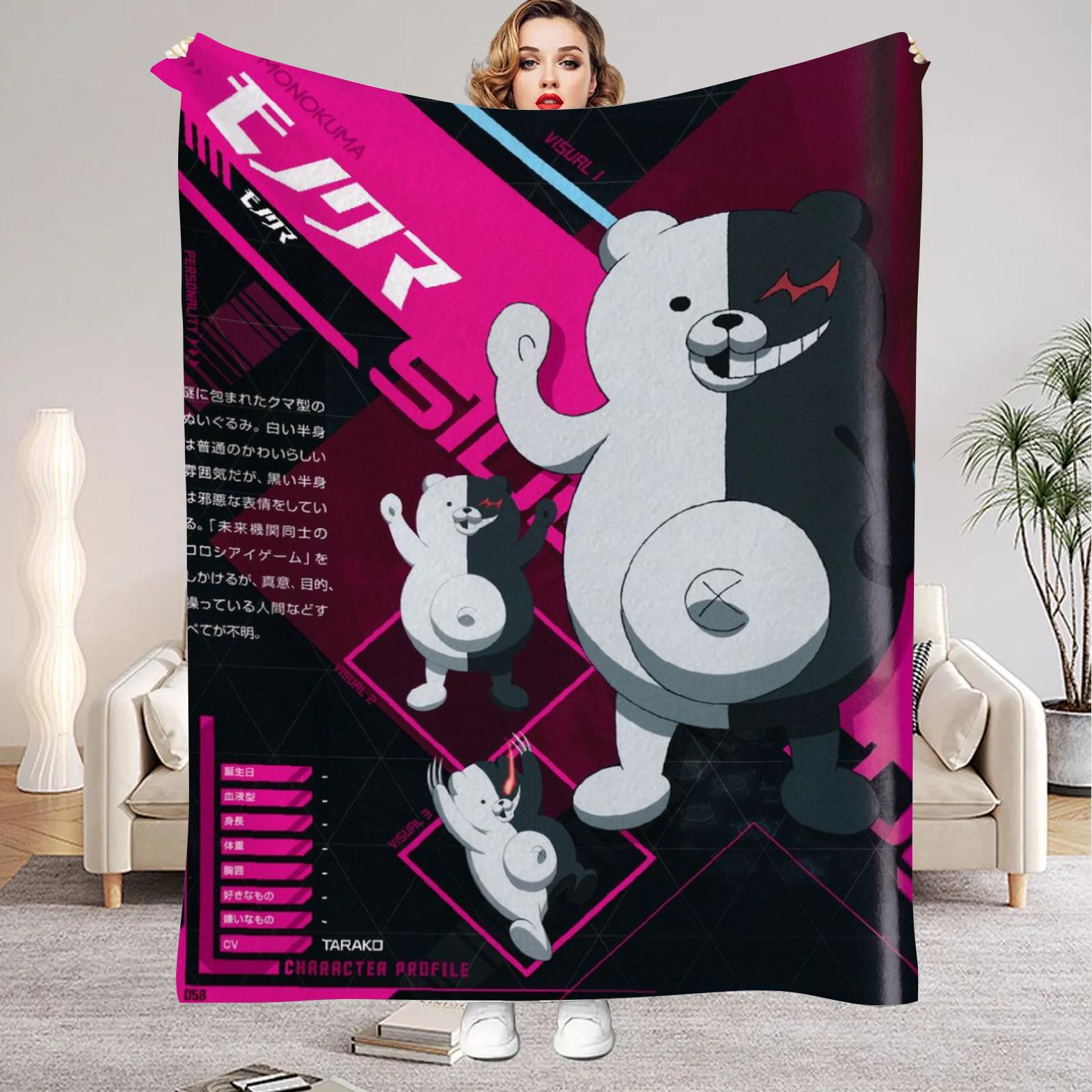 Textilien Unisex Danganronpa Blanket Classic Anime Game Soft Fuzzy Flannel Throw Blanket For Couch Bed Multi-Sized Napping Bedspread All Seasons
