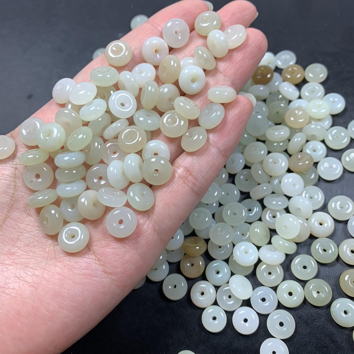 Натуральный Хэтяньский Бело-Зеленый Нефрит Браслет и Подвеска на Ожерелье Аксессуары