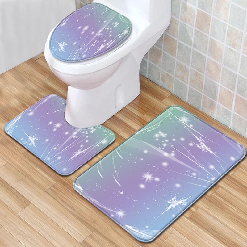 Colorful Gradual Change Toilet Floor Mat Three-Piece Bathroom 3-Piece Carpet Door Mat