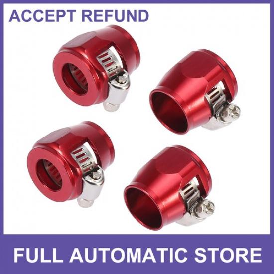 FOUR AN8 Hex Red Car Hose Finisher Rubber Pipe Clamp Universal Fuel Water Hose