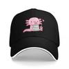 Cute Axolotl Snacks On Cookies And Bubble Tea Baseball Cap Trucker Cap Golf Hat Genuine Women Hats Men's