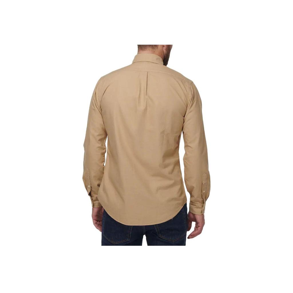 Polo Ralph Lauren SS23 Solid Color Logo Embroidered Long Sleeve Shirt Men Shirts Khaki-Yellow 710889740-001