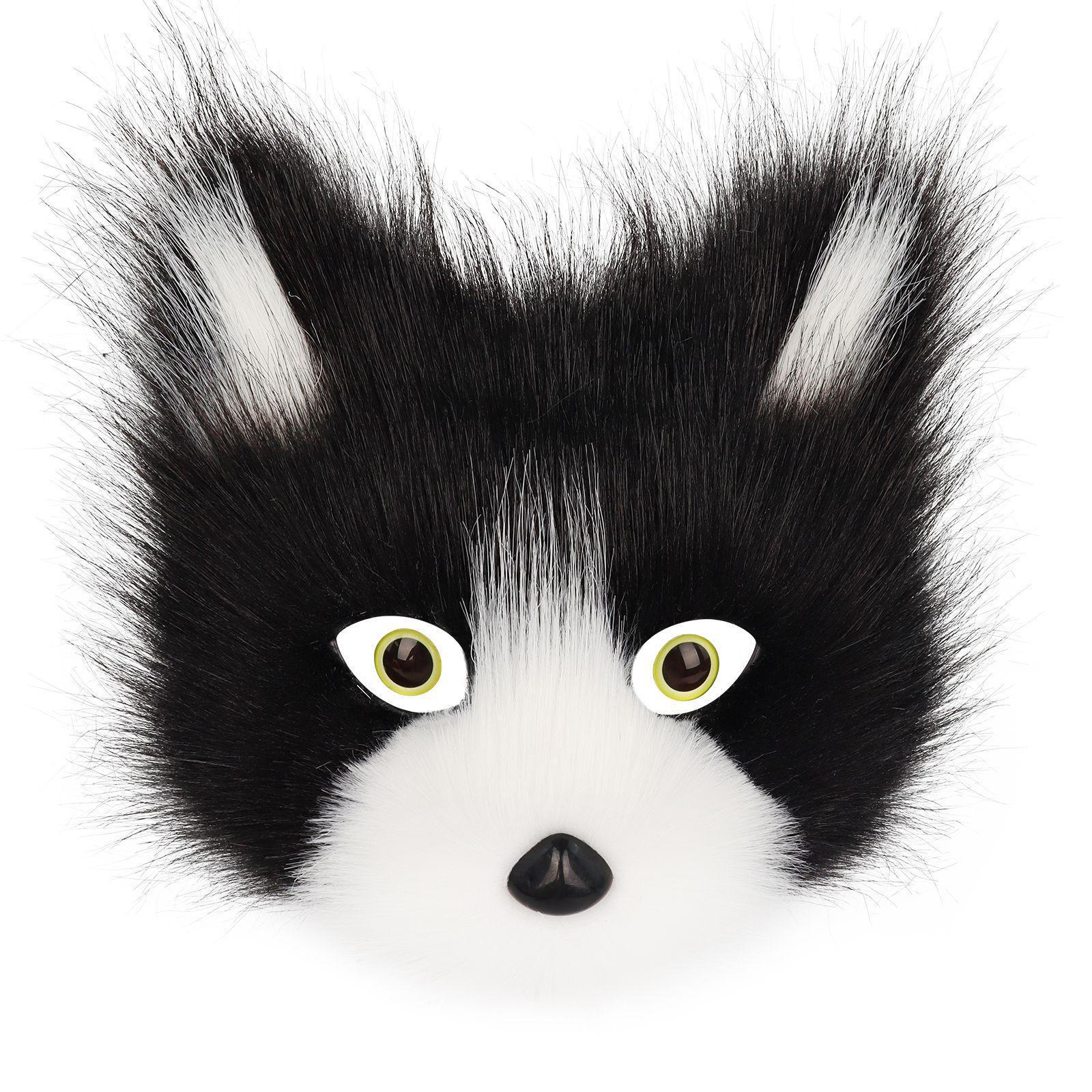 

Halloween Faux Fur Cat-Fox Half Face Mask with Eyes - Cosplay Accessory