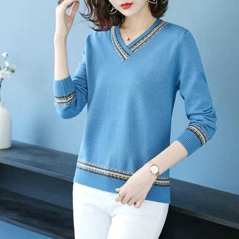 

Женский осенне-зимний пуловер короткого стиля с V-образным вырезом «сердечко», свободной вязки, базовый топ M