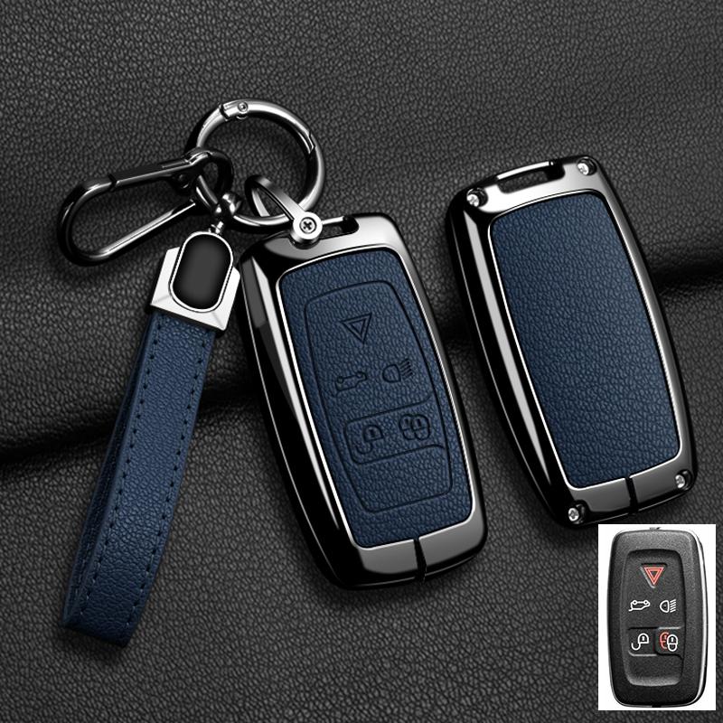 Car Key Case Cover For Land Rover Sport Freelander Discovery 4 Range Rover Sport LR4 2010-2012 Zinc Alloy Leather Auto Keychain