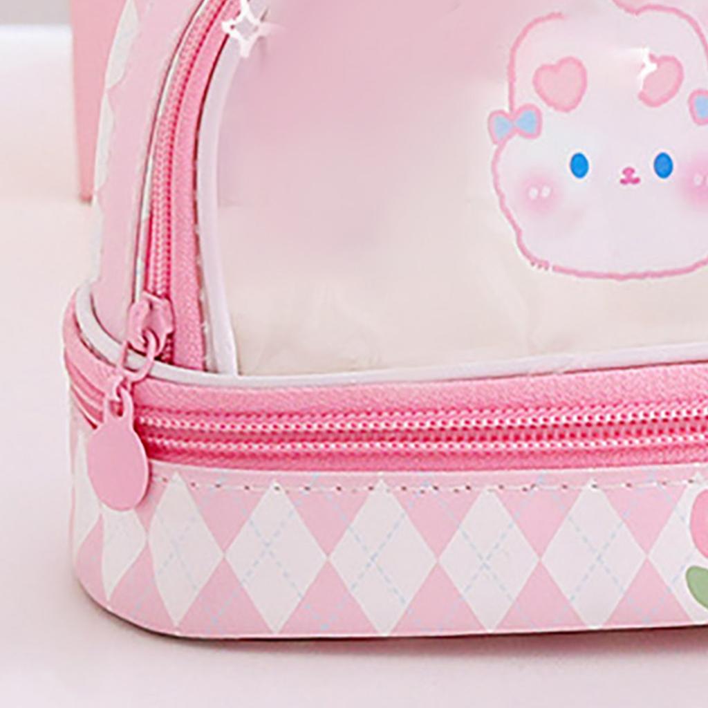Waterproof Pencil Pen Case Cartoon Cute Transparent Stationary Bag with  for School Students M