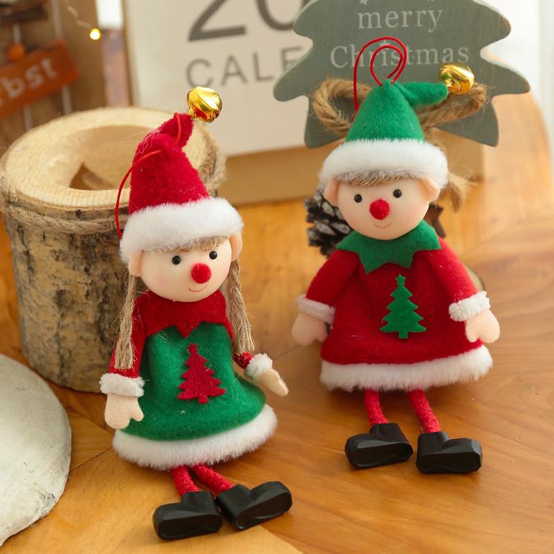 Newest Christmas Elves Stuffed Plush Dolls Hanging Ornaments Xmas Tree Decor Cute Boy Girl Elf Pendant Kids Gifts New Year Noel