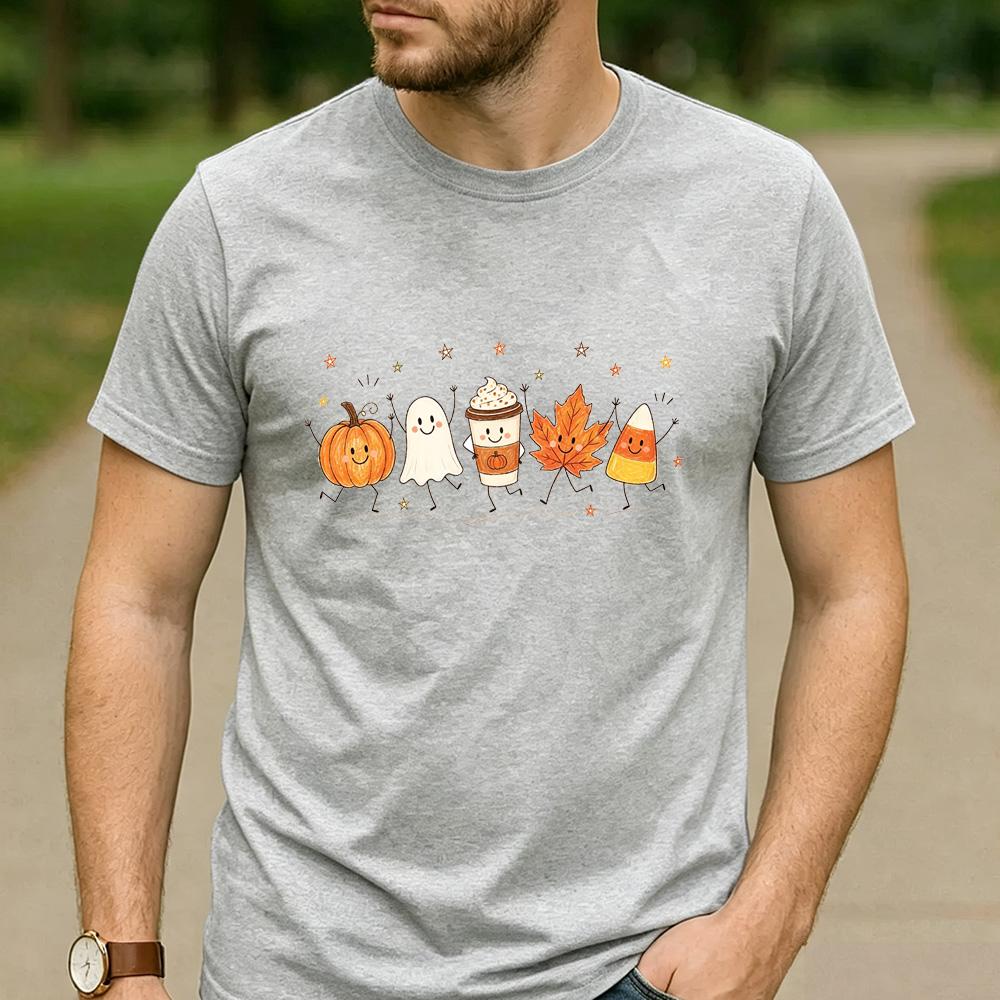 Rhinestone Pumpkin Spice Floral Pumpkin Latte Graphic T Shirt Unisex Cotton Short Sleeve Fall Autumn Coffee Lover Casual Tee
