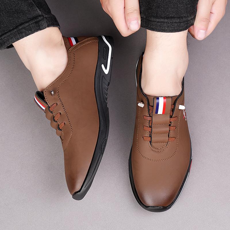 

Men s leather shoes 2025 summer new leather breathable sports casual shoes non-slip soft surface lace-up free fashion leather shoes 44