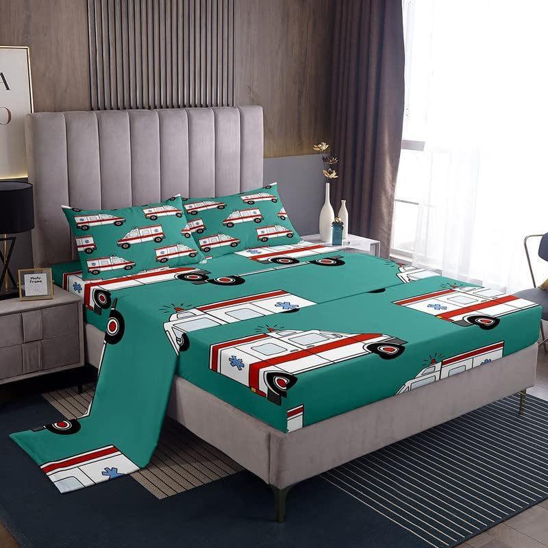 Wild Animal Camping Pattern Bed Hat Four-Piece Bedding Set Bedroom Dormitory Bedding Decoration