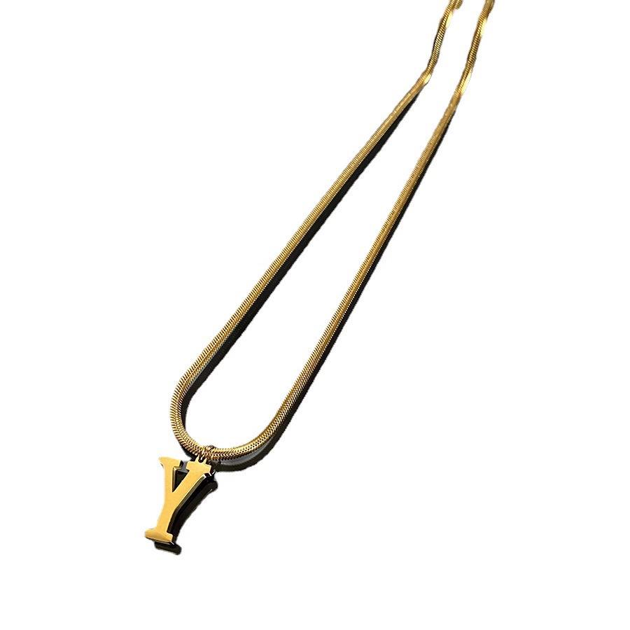 Collier en Acier Titane 18K avec Pendentif Lettre Anglaise - Ne se décolore pas, Accessoires Haut de Gamme