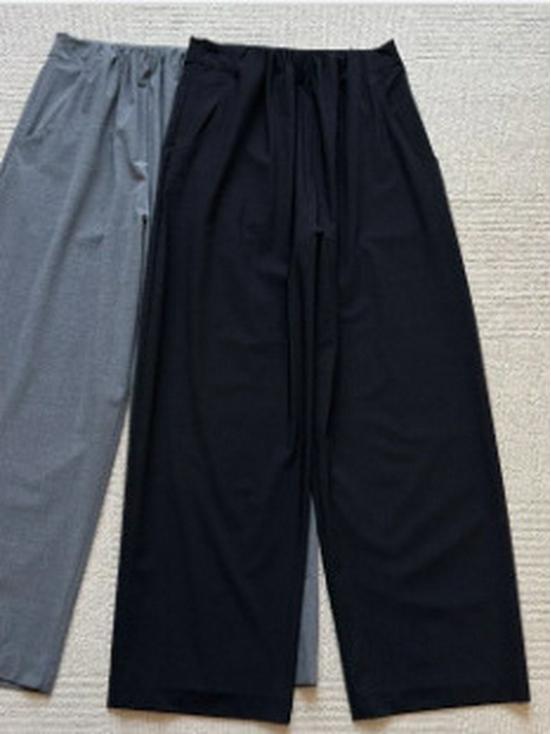 Elastic Waist Wide-Leg Drawstring Casual Pants Small чёрный